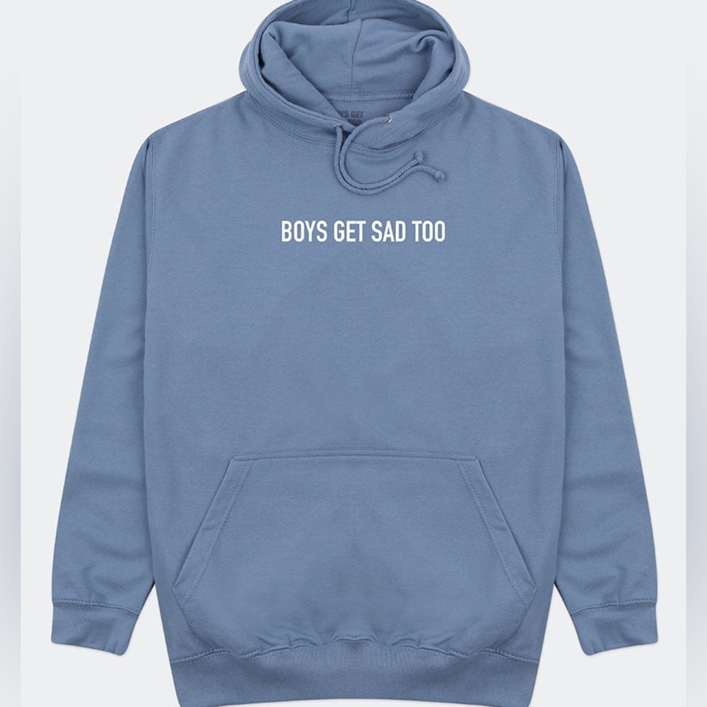 Boys Get Sad Too BLOCK LOGO HOODY DUSTY BLUE - Picture 2 of 7